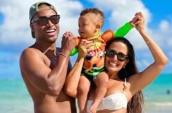 Carol Peixinho curte dia de praia com Thiaguinho e o filho, Bento: ‘Amores’