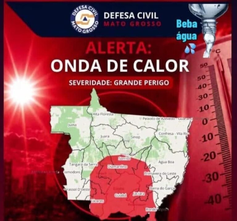 Primavera do Leste está entre as regiões de Mato Grosso em alerta para baixa umidade e onda de calor
